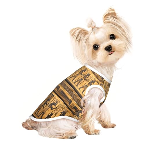 L Pet atmungsaktives ärmelloses T-Shirt – Ägypten Hieroglyphen Druck dehnbare Weste, leichtes Tanktop für kleine bis mittelgroße Haustiere von ZhanGM