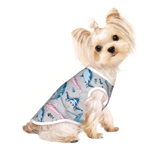 L Pet atmungsaktives ärmelloses T-Shirt – Blaues Cartoon-Fisch-Druck, dehnbare Weste, leichtes Tanktop für kleine bis mittelgroße Haustiere L Pet atmungsaktives ärmelloses T-Shirt – Blaues Cartoon-Fisch-Druck, dehnbare Weste, leichtes Tanktop für kleine bis mittelgroße Haustiere von ZhanGM