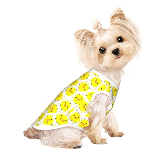 L Pet atmungsaktives ärmelloses T-Shirt – gelbes Huhnmuster, dehnbare Weste, leichtes Tanktop für kleine bis mittelgroße Haustiere L Pet atmungsaktives ärmelloses T-Shirt – gelbes Huhnmuster, dehnbare Weste, leichtes Tanktop für kleine bis mittelgroße Haustiere von ZhanGM