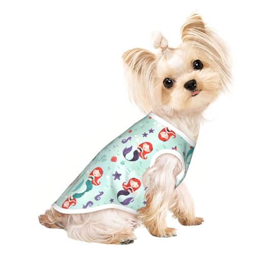 L Pet atmungsaktives ärmelloses T-Shirt - schöne dehnbare Weste mit Meerjungfrauen-Druck, leichtes Tanktop für kleine bis mittelgroße Haustiere L Pet atmungsaktives ärmelloses T-Shirt - schöne dehnbare Weste mit Meerjungfrauen-Druck, leichtes Tanktop für kleine bis mittelgroße Haustiere von ZhanGM
