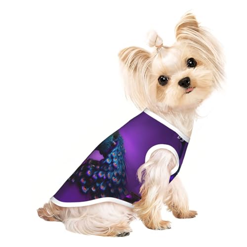 L Pet atmungsaktives ärmelloses T-Shirt – violettes Pfauenmuster, dehnbare Weste, leichtes Tanktop für kleine bis mittelgroße Haustiere L Pet atmungsaktives ärmelloses T-Shirt – violettes Pfauenmuster, dehnbare Weste, leichtes Tanktop für kleine bis mittelgroße Haustiere von ZhanGM