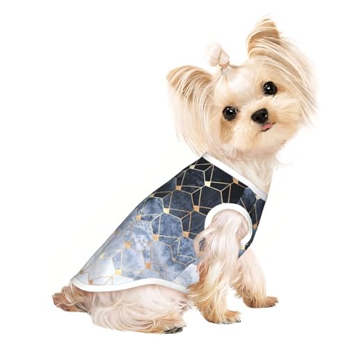 M Pet atmungsaktives ärmelloses T-Shirt - Blaue Sechsecke und Rautenmuster, dehnbare Weste, leichtes Tanktop für kleine bis mittelgroße Haustiere M Pet atmungsaktives ärmelloses T-Shirt - Blaue Sechsecke und Rautenmuster, dehnbare Weste, leichtes Tanktop für kleine bis mittelgroße Haustiere von ZhanGM
