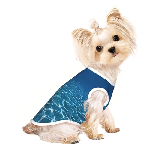 M Pet atmungsaktives ärmelloses T-Shirt – Blaues tiefes Ozean-Druck, dehnbare Weste, leichtes Tanktop für kleine bis mittelgroße Haustiere von ZhanGM
