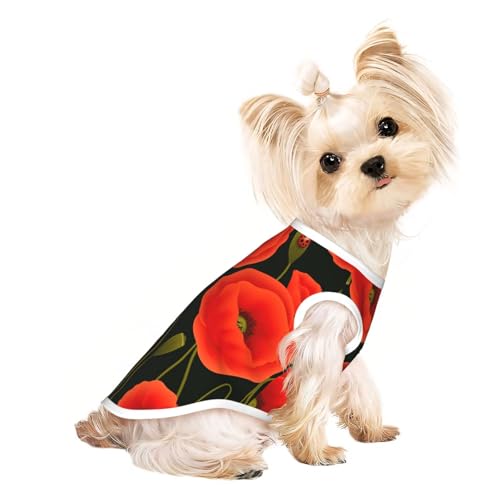 M Pet atmungsaktives ärmelloses T-Shirt – Mohnblumen-Druck, dehnbare Weste, leichtes Tanktop für kleine bis mittelgroße Haustiere M Pet atmungsaktives ärmelloses T-Shirt – Mohnblumen-Druck, dehnbare Weste, leichtes Tanktop für kleine bis mittelgroße Haustiere von ZhanGM
