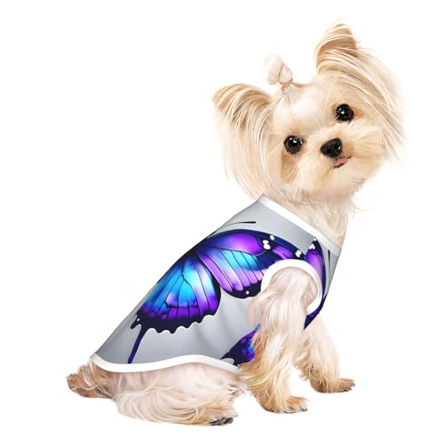 M Pet atmungsaktives ärmelloses T-Shirt – blau-violette Schmetterlinge, dehnbare Weste, leichtes Tanktop für kleine bis mittelgroße Haustiere M Pet atmungsaktives ärmelloses T-Shirt – blau-violette Schmetterlinge, dehnbare Weste, leichtes Tanktop für kleine bis mittelgroße Haustiere von ZhanGM