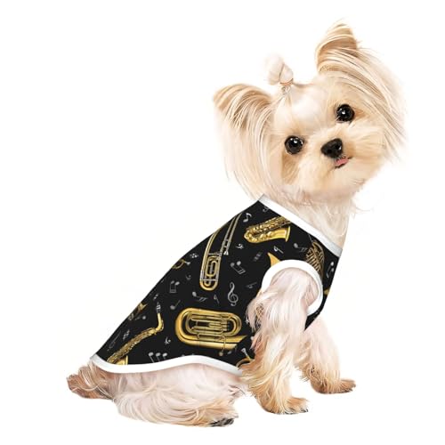 M Pet atmungsaktives ärmelloses T-Shirt mit Musikinstrumenten bedruckt, dehnbare Weste, leichtes Tanktop für kleine bis mittelgroße Haustiere M Pet atmungsaktives ärmelloses T-Shirt mit Musikinstrumenten bedruckt, dehnbare Weste, leichtes Tanktop für kleine bis mittelgroße Haustiere von ZhanGM