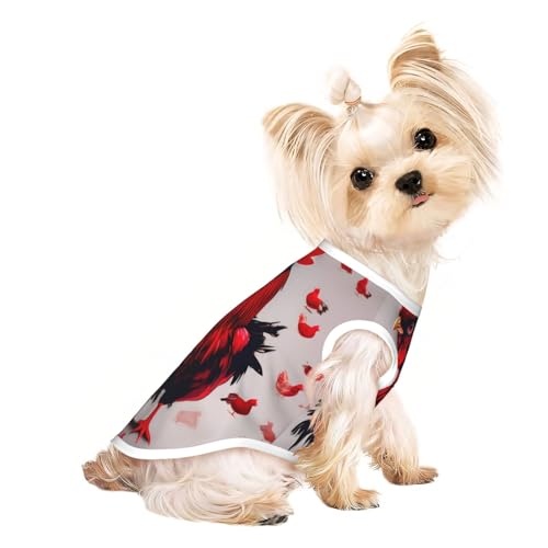 M Pet atmungsaktives ärmelloses T-Shirt – rotes Huhn-Druck, dehnbare Weste, leichtes Tanktop für kleine bis mittelgroße Haustiere M Pet atmungsaktives ärmelloses T-Shirt – rotes Huhn-Druck, dehnbare Weste, leichtes Tanktop für kleine bis mittelgroße Haustiere von ZhanGM