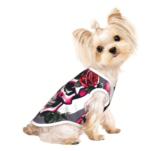 S Pet atmungsaktives ärmelloses T-Shirt – Rosen-Totenkopf-Druck, dehnbare Weste, leichtes Tanktop für kleine bis mittelgroße Haustiere S Pet atmungsaktives ärmelloses T-Shirt – Rosen-Totenkopf-Druck, dehnbare Weste, leichtes Tanktop für kleine bis mittelgroße Haustiere von ZhanGM