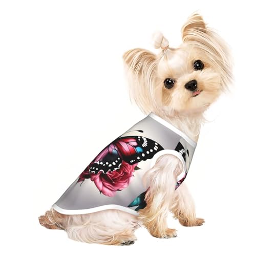 S Pet atmungsaktives ärmelloses T-Shirt – Rosen- und Schmetterlings-Druck, dehnbare Weste, leichtes Tanktop für kleine bis mittelgroße Haustiere S Pet atmungsaktives ärmelloses T-Shirt – Rosen- und Schmetterlings-Druck, dehnbare Weste, leichtes Tanktop für kleine bis mittelgroße Haustiere von ZhanGM
