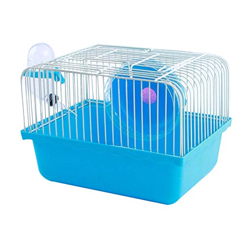 Einfacher Cavie-Käfig für Meerschweinchen und Kaninchen, inkl. Wasserflasche und Futternapf und Laufrad für Hamster, Blau von Zhang Ku