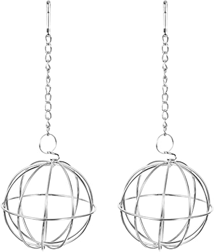 Futterball für Hühner, Gemüse, aus Edelstahl, zum Aufhängen, mit Kette, für Hühnerstall, Gänse, Ente und große Vögel, 2 Stück von ZhangJJJJJJJ