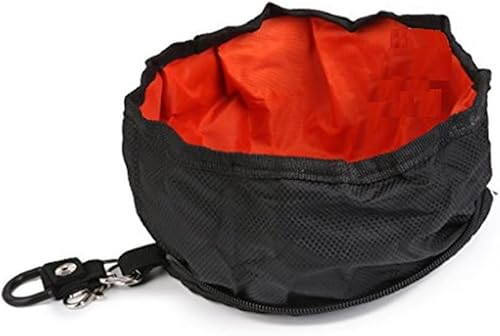 Reise-Faltnapf für Hunde, tragbare Nylon-Katzen-Hundefutter-Wassernäpfe, Hunde, Katzen, Outdoor-Camping-Näpfe (schwarz) von ZhangJJJJJJJ
