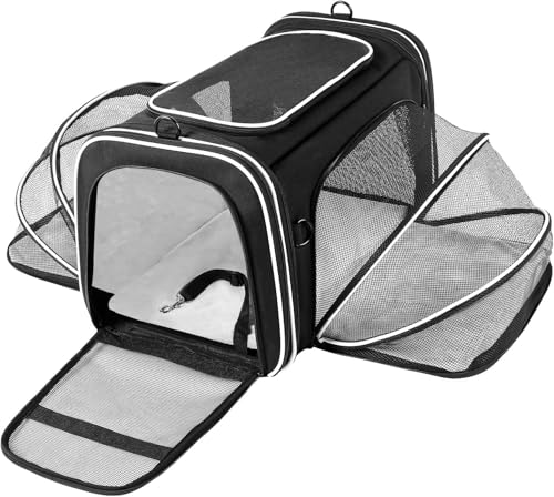 Zhangyusong Erweiterbare Haustiertasche mit Netztaschen, Schultergurten und waschbaren Pads – geeignet für 2 Katzen, Kätzchen, Welpen und Hunde Zhangyusong Erweiterbare Haustiertasche mit Netztaschen, Schultergurten und waschbaren Pads – geeignet für 2 Katzen, Kätzchen, Welpen und Hunde von Zhangyusong