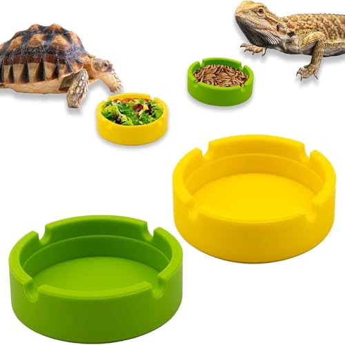Reptilien-Futternapf, Silikon, wiederverwendbar, Gecko-Schale, Futter- und Wasserschüssel, Bartdrachen-Zubehör für Eidechse, Einsiedlerkrebse, Chamäleon und Schildkröte, leicht zu reinigen (Grün und Reptilien-Futternapf, Silikon, wiederverwendbar, Gecko-Schale, Futter- und Wasserschüssel, Bartdrachen-Zubehör für Eidechse, Einsiedlerkrebse, Chamäleon und Schildkröte, leicht zu reinigen (Grün und von Zheigaoxea
