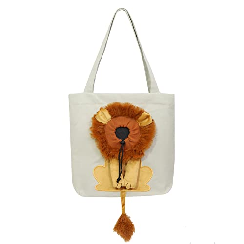 Zhenqi Niedliche Löwenform Haustier Canvas Schultertasche Katze Tragetasche, Haustier Canvas Schultertragetasche, Tragbare Katzen Kleine Haustier Canvas Tote Brusttasche, Haustier Tragetasche für kleine Hunde und Katzen Haustierbedarf von Zhen Qi