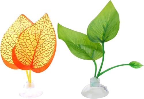 Zhhuoc Aquarium-Dekorationen für Betta-Ruhebett, Blätter, Hängematte, Laichunterlage, botanischer grüner Kunststoff und Harz, moderne Ornamente für Betta-Fische, Aquarium-Dekoration, Zubehör, 2 Stück von Zhhuoc