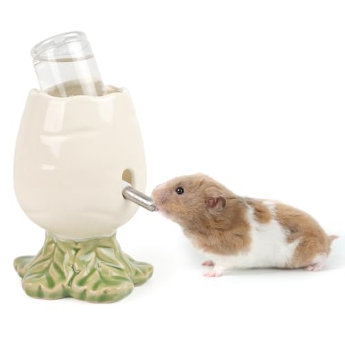 Hamster-Wasserflasche für Glastank, Karotten-Keramik-Ständer mit 80-ml-Flasche, kaufester Rennmaus-Wasserspender für syrische Zwerghamster, Mäuse, Ratten von Zhilishu