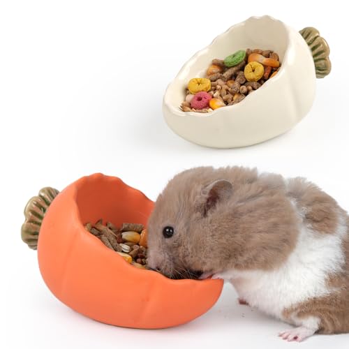 Zhilishu Futternapf für Hamster, Keramik, Karotte, Hamster, Meerschweinchen, Futternapf für Rennmäuse, Maus, Chinchilla, Igel, 2 Packungen von Zhilishu