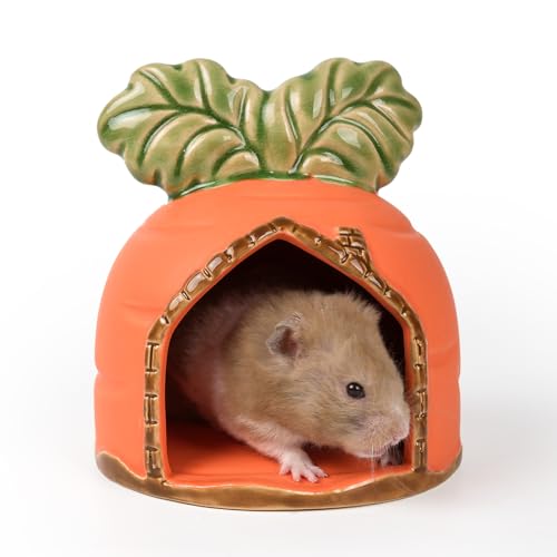 Zhilishu Hamsterversteck aus Keramik, Hamsterhaus und Lebensraum, syrisches Hamsterversteck Dekor, kühles Bett für alle Jahreszeiten, Rennmäuse, Mäuse, Meerschweinchen (Orange, Karotte) von Zhilishu