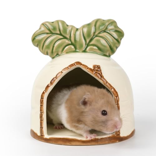 Zhilishu Hamsterversteck aus Keramik, Hamsterhaus und Lebensraum, syrisches Hamsterversteck Dekor, kühles Bett für alle Jahreszeiten, Rennmäuse, Mäuse, Meerschweinchen (Weiß, Karotte) von Zhilishu