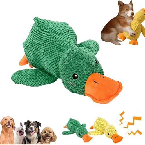 ZhongShuang Anti Stress Ente Für Hunde,Hundequetschspielzeug,Kauenein Stresslinderndes Entenspielzeug Für Welpen (Grün, S) von ZhongShuang