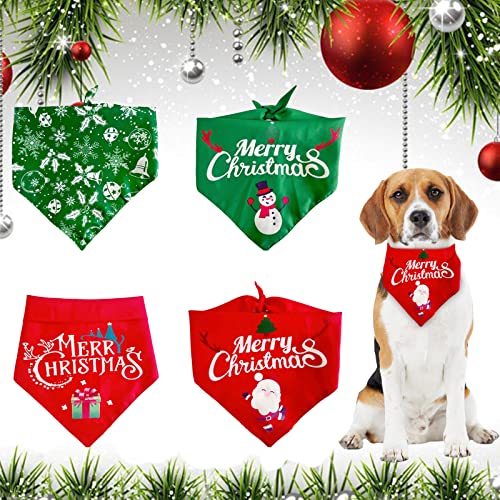 Zhongtou 4 Stück Hundehalstuch Weihnachten Hunde Bandana Halstuch Hund Waschbarer Haustier Dreieckiger Halstücher für Große oder Mittelgroße Katzen und Hunde Kostüm zubehör von Zhongtou