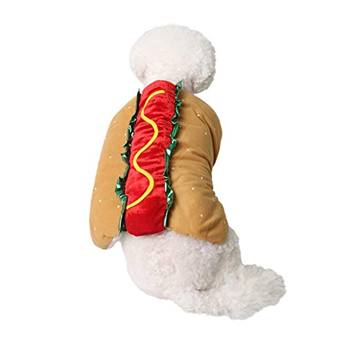 Zhuhaixmy Haustier Kostüm Hot Dog Design Kleidung Warme Hamburger Kleid Dekoration Haustier Halloween Kleidung für Welpen Hunde Katzen von Zhuhaixmy