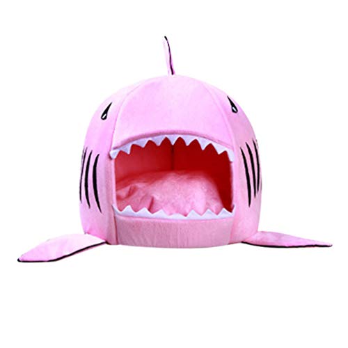 ZhuiKun 2 in 1 Faltbar Haustier Höhle Hai Hundebett Hundehaus mit Abnehmbarem Waschbarem Kissen Katze Schlafsack - Rose,L ZhuiKun 2 in 1 Faltbar Haustier Höhle Hai Hundebett Hundehaus mit Abnehmbarem Waschbarem Kissen Katze Schlafsack - Rose,L von ZhuiKun