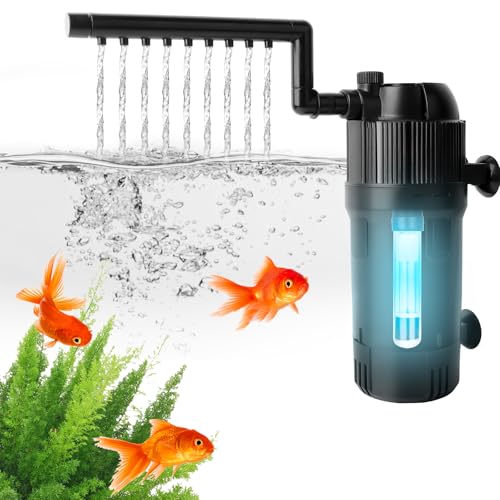 Zhwidnerso Interne UV-Filter für Aquarien, 500 l/h Aquariumfilter, verwandelt grünes Wasser zu klar, 5-in-1 Aquarium-Filterpumpe, Durchflussmenge und Richtung einstellbar für Aquarien Zhwidnerso Interne UV-Filter für Aquarien, 500 l/h Aquariumfilter, verwandelt grünes Wasser zu klar, 5-in-1 Aquarium-Filterpumpe, Durchflussmenge und Richtung einstellbar für Aquarien von Zhwidnerso