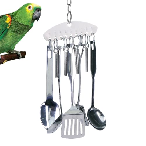 Ziabxhn Bird Chew Toy | Bird Parrot Spoon Ring Chew Toy | Stainless Steel Parrot Bird Spoon Ring Toy | Beak Conditioning Cage Toy | Bird Parrots Gnawing Scoops Toys for Conures & Finches Ziabxhn Bird Chew Toy | Bird Parrot Spoon Ring Chew Toy | Stainless Steel Parrot Bird Spoon Ring Toy | Beak Conditioning Cage Toy | Bird Parrots Gnawing Scoops Toys for Conures & Finches von Ziabxhn