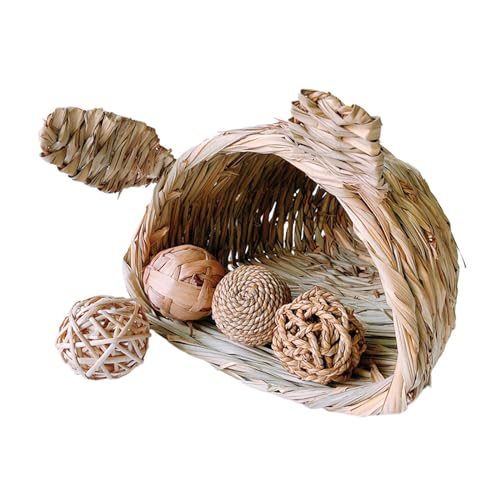 Ｚｉａｌｏｆｉ Betthütte mit Öffnungen Playhouse Gras Home Hütte Spiel Handgearbeitete Grasnest von Ｚｉａｌｏｆｉ