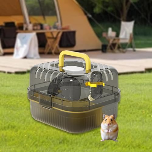 Ｚｉａｌｏｆｉ Hamstertransportbehälter, Kleintierkäfig für Reisen, Hamster Tragetasche für Rennmäuse Und Ratten, Gelb von Ｚｉａｌｏｆｉ