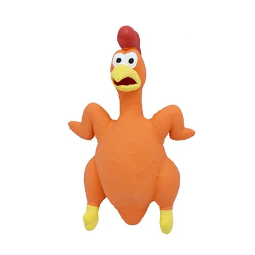 Ｚｉａｌｏｆｉ Huhn mit Geräuschen, Schreiendes Huhn, Spielzeug, Spiele für Draußen, Familienspiel, Originelle Partyspiele, Süßes, Robustes Kauspielzeug für Hunde, Q, orange von Ｚｉａｌｏｆｉ