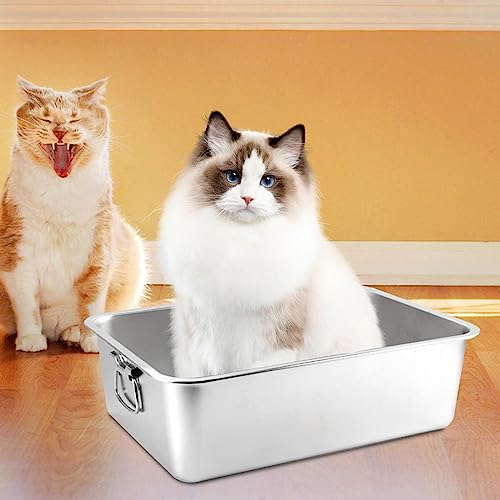 Zialofi Katzentoilette, Kätzchentoilette, Edelstahl, Oben Offen, Haustiertoilette, Großes Fassungsvermögen, Robuster Katzenstreubehälter, Leicht zu Reinigen, 50x35x15cm mit Griff Zialofi Katzentoilette, Kätzchentoilette, Edelstahl, Oben Offen, Haustiertoilette, Großes Fassungsvermögen, Robuster Katzenstreubehälter, Leicht zu Reinigen, 50x35x15cm mit Griff von Zialofi