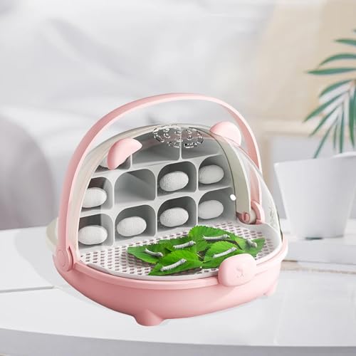 Ｚｉａｌｏｆｉ Seidenraupen-Transportkoffer Insektenfütterungsstation Beobachtungsbehälter für Kleintiere, Rosa von Ｚｉａｌｏｆｉ