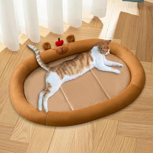 Zialofi Sommerbett für Katzen und Hunde, rutschfeste Schlafunterlage aus eisiger Seide, geeignet für alle Altersgruppen, Braun Zialofi Sommerbett für Katzen und Hunde, rutschfeste Schlafunterlage aus eisiger Seide, geeignet für alle Altersgruppen, Braun von Zialofi