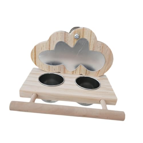 Ｚｉａｌｏｆｉ Vogelspiegel Spielzeug mit Sitzstange, Papageien Spiegel Futternäpfe für Wellensittiche, Unzertrennliche, Aras, Wolke von Ｚｉａｌｏｆｉ