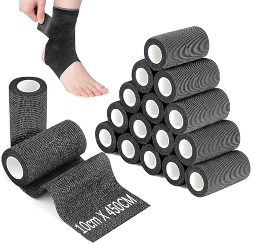 Ziamzra 12 Rollen Selbstklebender Verband 10 cm Breit Selbsthaftende Bandage 4,5 m Verband Schwarz Haftbandage Selbstklebend zum Sport Fixierbinde Selbsthaftend für Handgelenk Finger Knöchel Ziamzra 12 Rollen Selbstklebender Verband 10 cm Breit Selbsthaftende Bandage 4,5 m Verband Schwarz Haftbandage Selbstklebend zum Sport Fixierbinde Selbsthaftend für Handgelenk Finger Knöchel von Ziamzra
