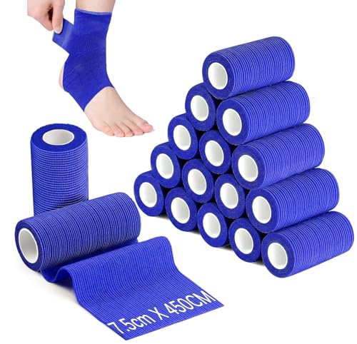 Ziamzra 12 Rollen Selbstklebender Verband 10 cm Breit Selbsthaftende Bandage Dunkelblau Selbsthaftende Bandage 4,5 m Klebeverband Selbstklebend zum Sport Haftbandage für Finger Handgelenk Knöchel Ziamzra 12 Rollen Selbstklebender Verband 10 cm Breit Selbsthaftende Bandage Dunkelblau Selbsthaftende Bandage 4,5 m Klebeverband Selbstklebend zum Sport Haftbandage für Finger Handgelenk Knöchel von Ziamzra