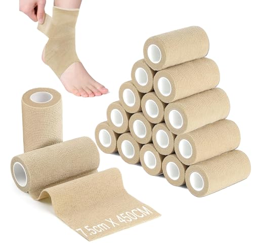 Ziamzra Selbstklebender Verband16 Rollen Selbsthaftende Bandage 7,5 cmx4,5 m Fixierbinde Selbsthaftend Fleischfarbe Haftbandage zum Trainieren Haftbandage Selbstklebend für Handgelenk Finger Knöchel Ziamzra Selbstklebender Verband16 Rollen Selbsthaftende Bandage 7,5 cmx4,5 m Fixierbinde Selbsthaftend Fleischfarbe Haftbandage zum Trainieren Haftbandage Selbstklebend für Handgelenk Finger Knöchel von Ziamzra