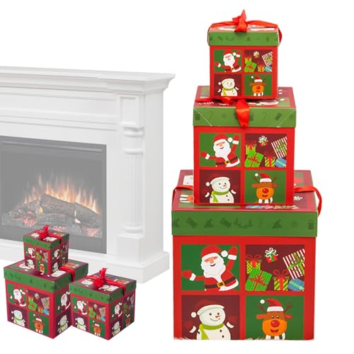 Weihnachts-Nistkästen – 3er-Pack quadratische Weihnachts-Nistkästen | Stapelbare Boxen | Weihnachts-Geschenkboxen | Weihnachts-gi ft-Verpackungsboxen zum Verpacken von Feiertagen Weihnachts-Nistkästen – 3er-Pack quadratische Weihnachts-Nistkästen | Stapelbare Boxen | Weihnachts-Geschenkboxen | Weihnachts-gi ft-Verpackungsboxen zum Verpacken von Feiertagen von Zibeem