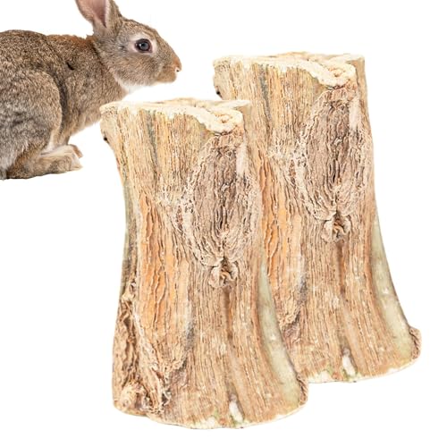 Zibeem Hasenanreicherung Spielzeug, Hase Spielzeug - 2X kleines Tier Kaustangen,Natural Papaya Haustierpflege liefert gesunde Zähne Schleifspielzeug für Innenhausekäfig von Zibeem