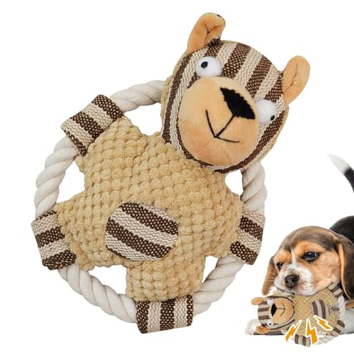 Zibeem Hundespielzeug aus Seil, Quietschspielzeug aus Seil für Hunde | Quietschspielzeug mit geknotetem Seil - Interaktives Hundespielzeug, Kauspielzeug aus Baumwollseil für Aggressive Kauer, weiches Zibeem Hundespielzeug aus Seil, Quietschspielzeug aus Seil für Hunde | Quietschspielzeug mit geknotetem Seil - Interaktives Hundespielzeug, Kauspielzeug aus Baumwollseil für Aggressive Kauer, weiches von Zibeem