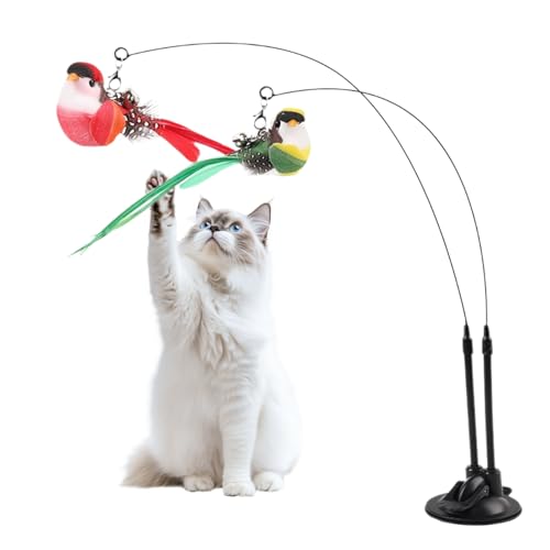 Zibeem Katzenangel - Katzenangel Stab - Abnehmbarer Saugnapf 2 in 1 Interaktiv Doppel Vogel mit Zwitschern zur Förderung von Jagdtraining Alleinspiel bei wenig Energie Zibeem Katzenangel - Katzenangel Stab - Abnehmbarer Saugnapf 2 in 1 Interaktiv Doppel Vogel mit Zwitschern zur Förderung von Jagdtraining Alleinspiel bei wenig Energie von Zibeem