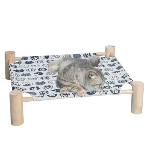 Zibeem Komplettes Bett für Katzen, kleines Holzbett, Hängemattenbett für Katzen und Hunde, kleines Holzbett für Haustierbett für Innenkatzen, Katzenmöbel, 53 x 48 cm von Zibeem