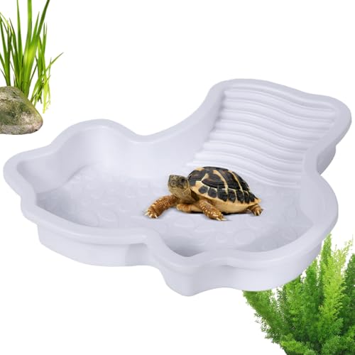 Zibeem Schildkröten Pool,Futterschale Und Wassernapf Für Reptilien Terrarium | Badebecken Mit Sonnenterrasse & Futternapf Für Amphibien, Frösche, Bartagamen Und Geckos von Zibeem