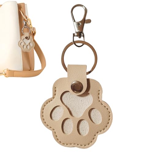 Zibeem Schlüsselanhänger Mit Hundehaar-Sammler, Erinnerungsbox, PU-Leder, Pfotenabdruck-Schlüsselanhänger, Schlüsselanhänger Mit Tierfell-Andenken, Haustier-Andenken-Geschenke von Zibeem
