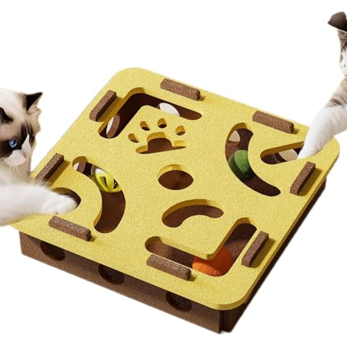 Katzen-Puzzle-Spielzeug - Katzen-Labyrinth-Spielzeug,Kratzbrett Mit Klingelbahn Für Katzenwelpen Und Welpen Zahnung Und Training Mittelgroße Hunde Für Wohnung von Ziennhu