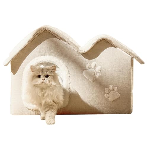 Katzenhaus für Katzen im Innenbereich, Katzenhöhle, rutschfeste Höhle für Haustiere, weich, warm, abnehmbares Bett, geschlossen, faltbar, Kissen für Tiere Katzenhaus für Katzen im Innenbereich, Katzenhöhle, rutschfeste Höhle für Haustiere, weich, warm, abnehmbares Bett, geschlossen, faltbar, Kissen für Tiere von Ziennhu