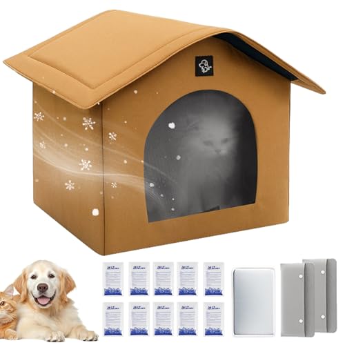 Kühlhaus für Katzen, D im Sommer – Unterschlupf für Kätzchen | isolierter Unterschlupf, tragbar, frisch, mit absorbierender Tasche und Kühlblock für Katzen, Hunde, Haustiere im Innenbereich von Ziennhu